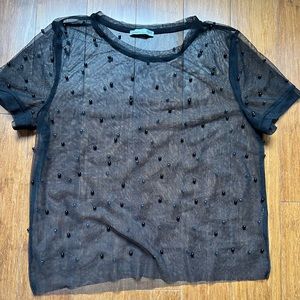 Zara sheer black top with embellishments